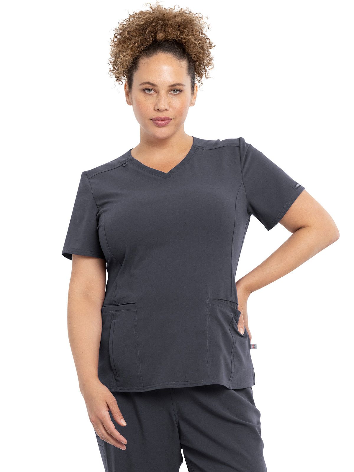 Women's Notched Back Neckline Stylized V-Neck Top