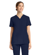 Women's 2-Pocket V-Neck Top - CK832 - Navy