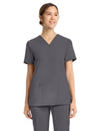 Women's 2-Pocket V-Neck Top - CK832 - Pewter