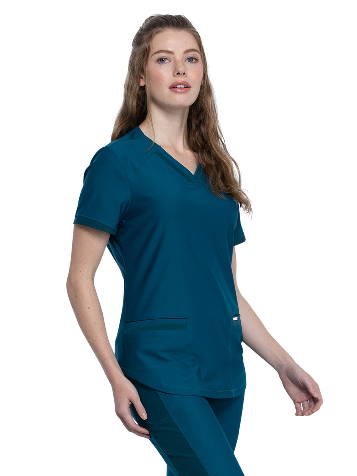 Women's Curved Hemline V-Neck Scrub Top