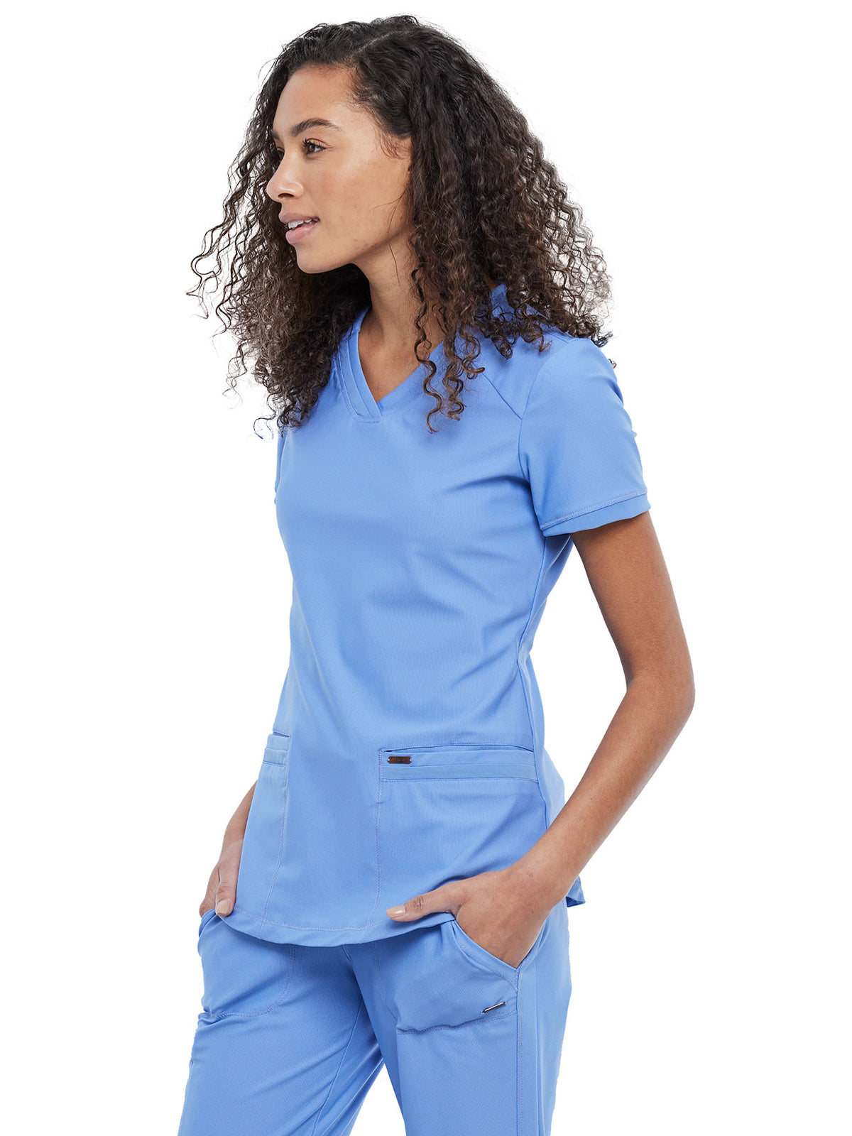 Women's Curved Hemline V-Neck Scrub Top