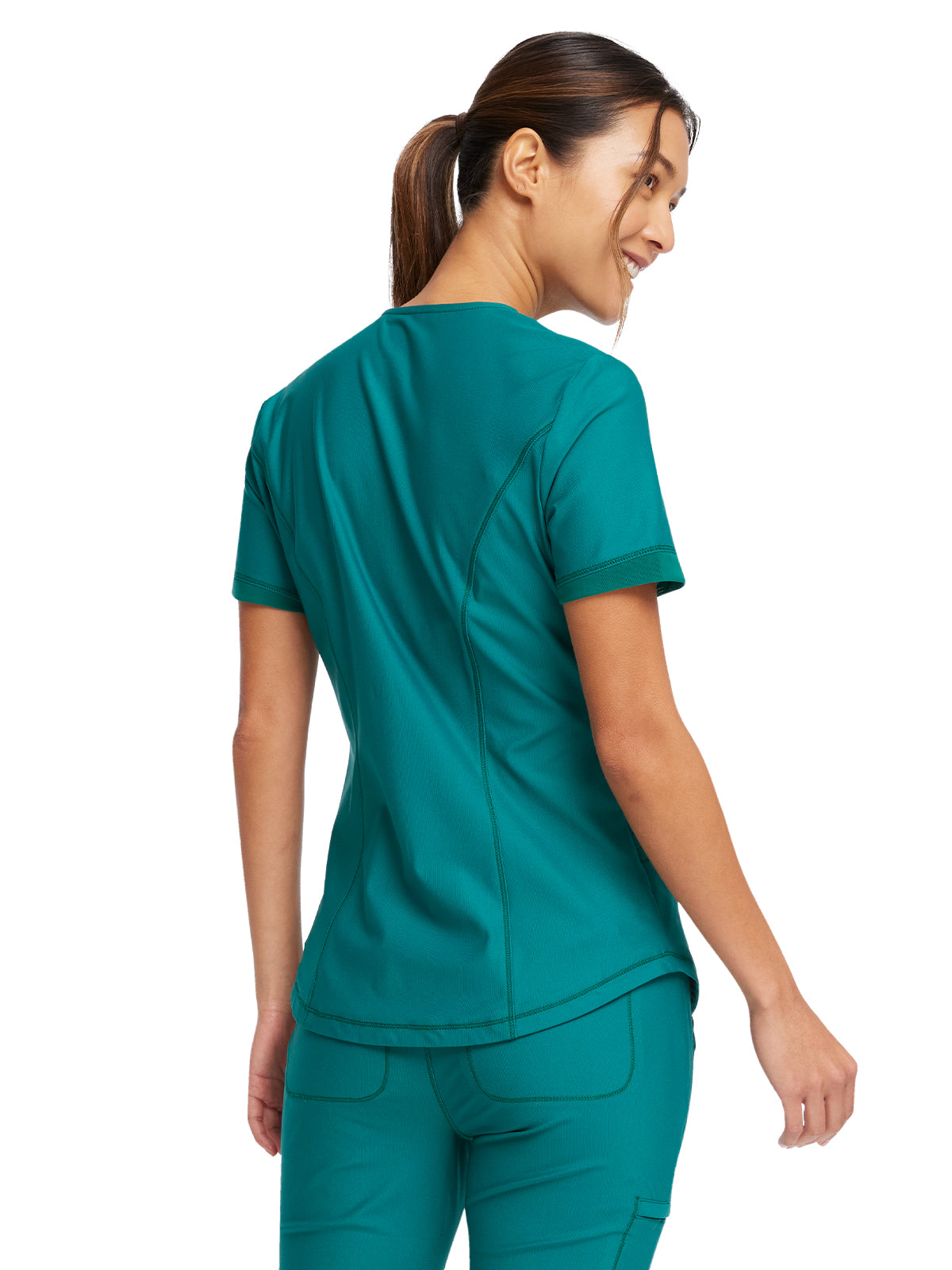 Women's Curved Hemline V-Neck Scrub Top