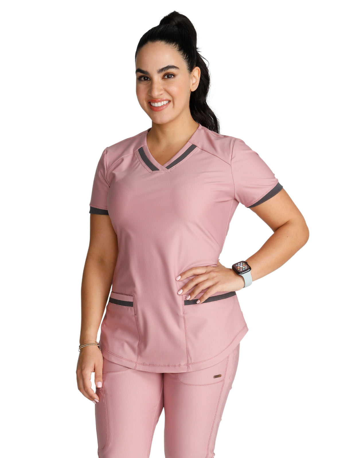 Women's Curved Hemline V-Neck Scrub Top