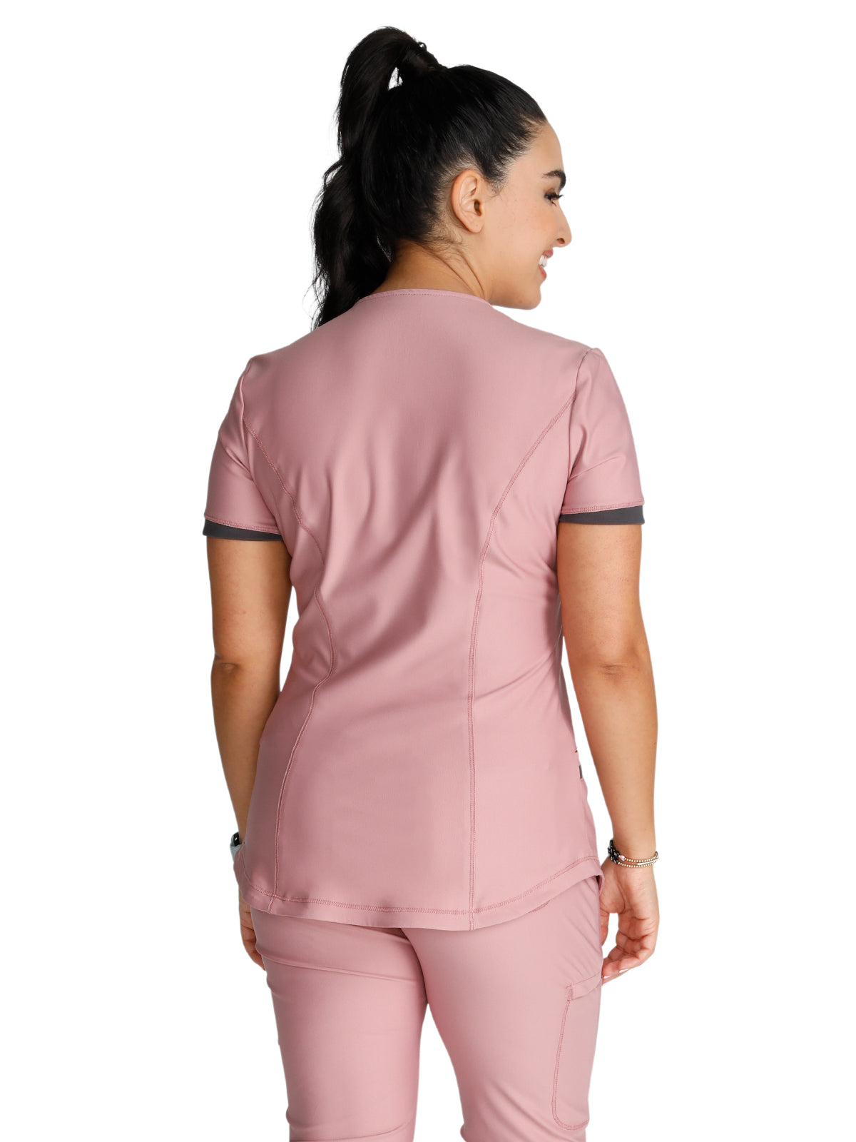 Women's Curved Hemline V-Neck Scrub Top