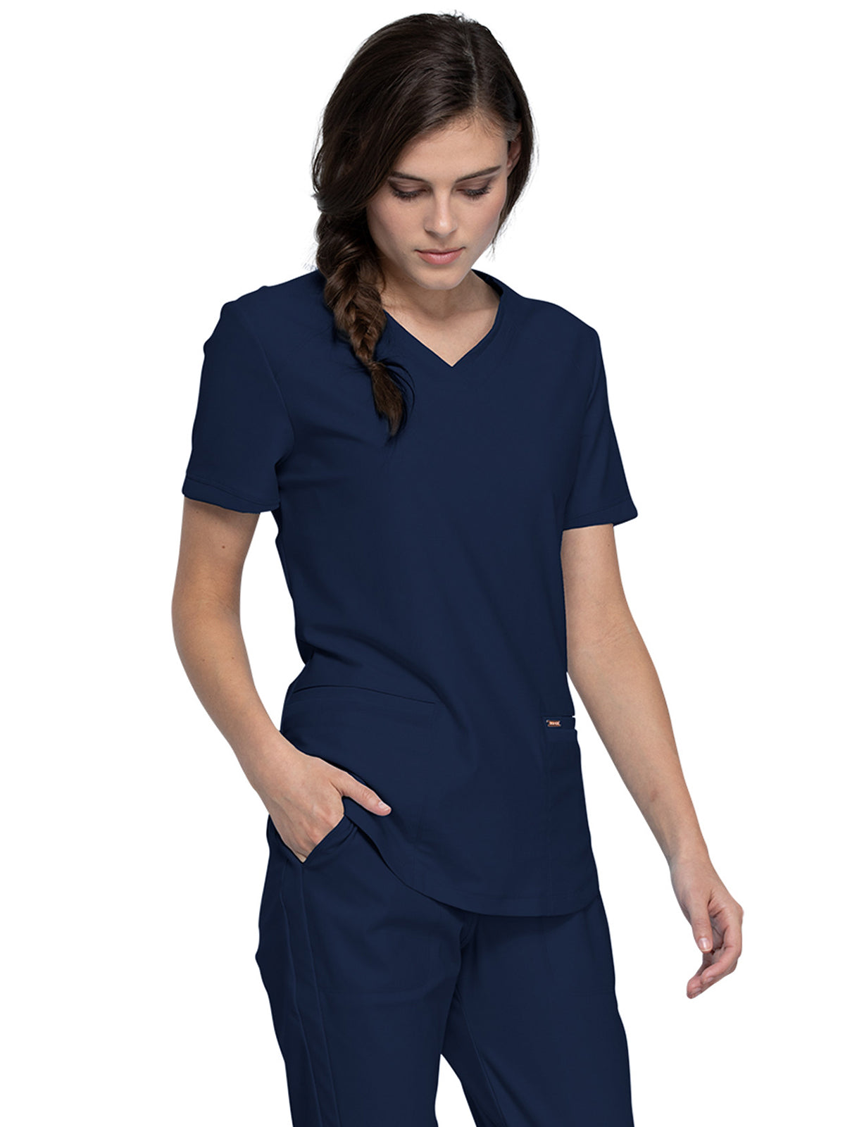 Women's Curved Hemline V-Neck Scrub Top