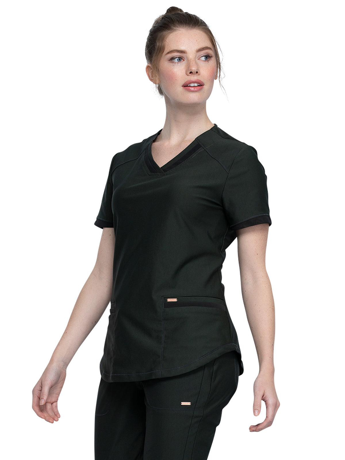 Women's Curved Hemline V-Neck Scrub Top