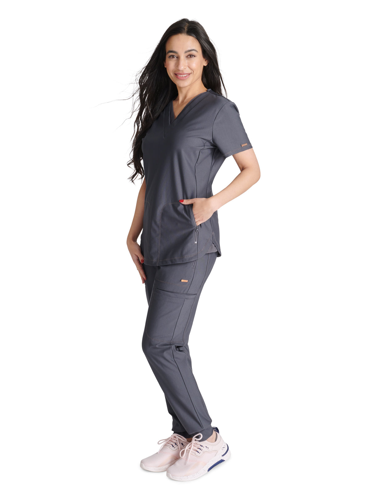 Women's 2-Pocket Contemporary V-Neck Scrub Top