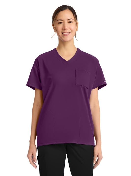 Women's 3-Pocket V-Neck Tunic Top - CK863 - Wild Mulberry