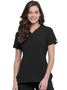 Women's 2-Pocket V-Neck Top - CK865A - Black