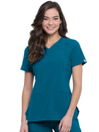 Women's 2-Pocket V-Neck Top - CK865A - Caribbean Blue