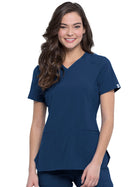 Women's 2-Pocket V-Neck Top - CK865A - Navy