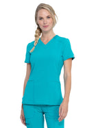 Women's 2-Pocket V-Neck Top - CK865A - Teal Blue