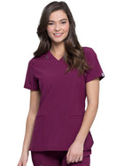 Women's 2-Pocket V-Neck Top - CK865A - Wine