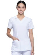 Women's 2-Pocket V-Neck Top - CK865A - White
