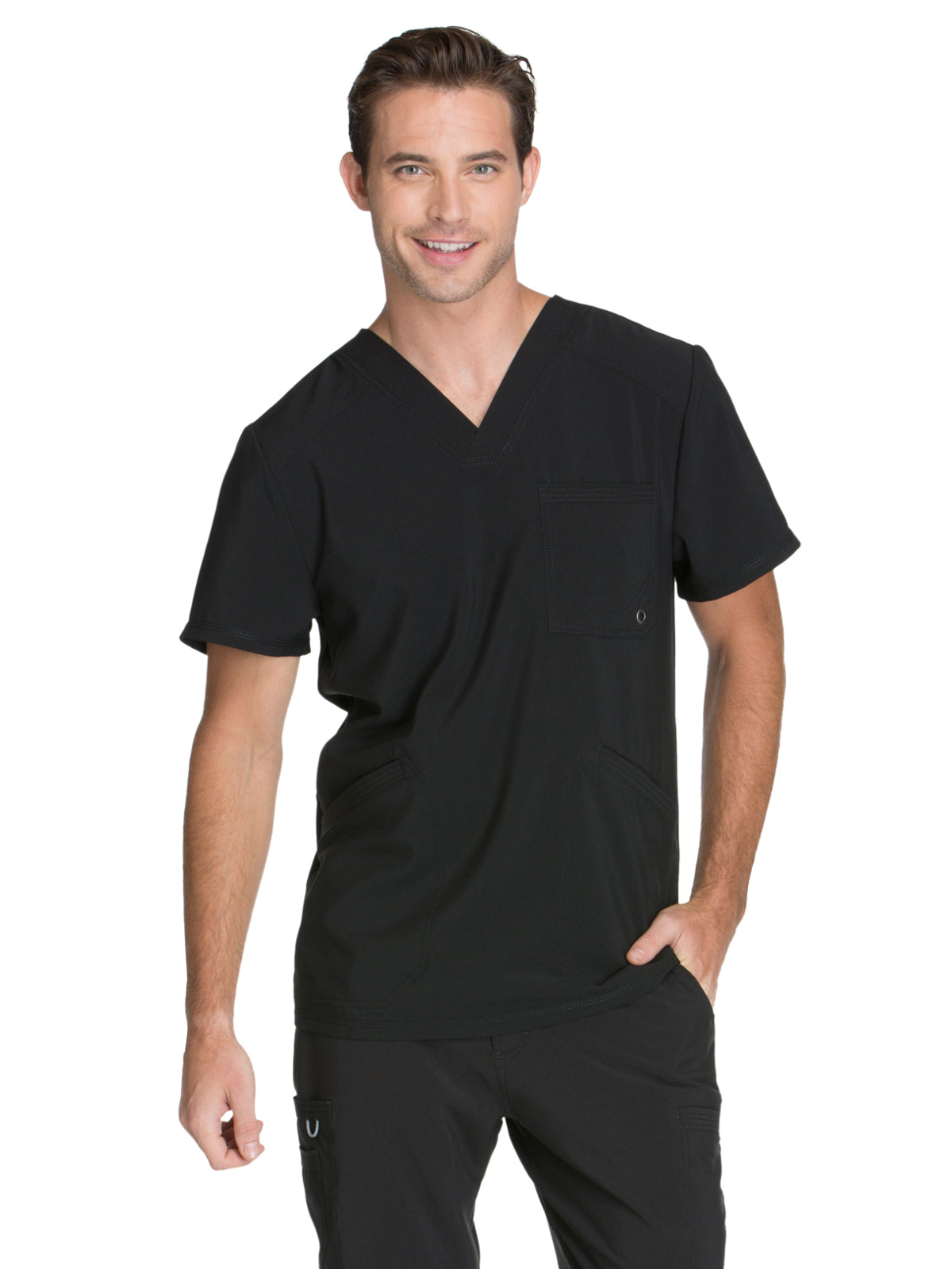 Men's 3-Pocket V-Neck Top - CK900A - Black