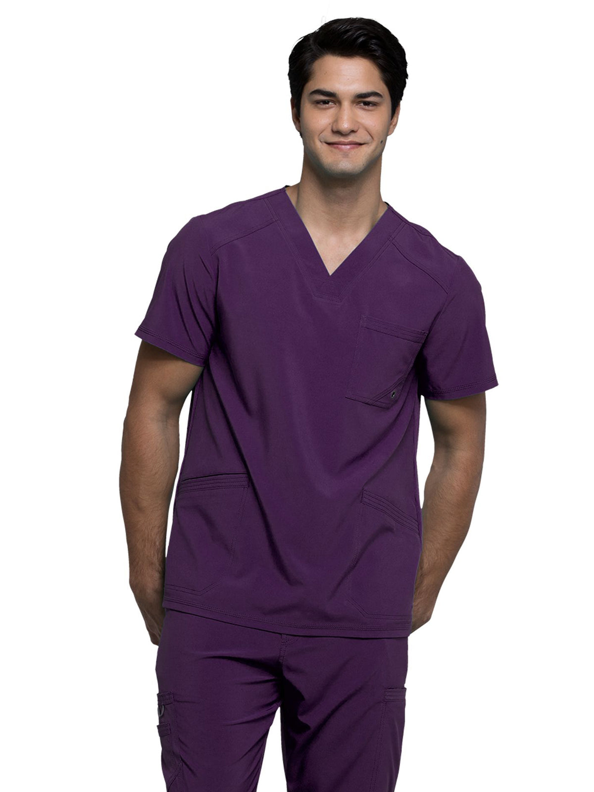 Men's 3-Pocket V-Neck Top - CK900A - Eggplant