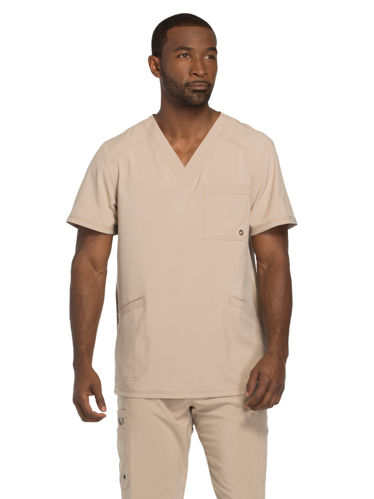 Men's 3-Pocket V-Neck Top - CK900A - Khaki