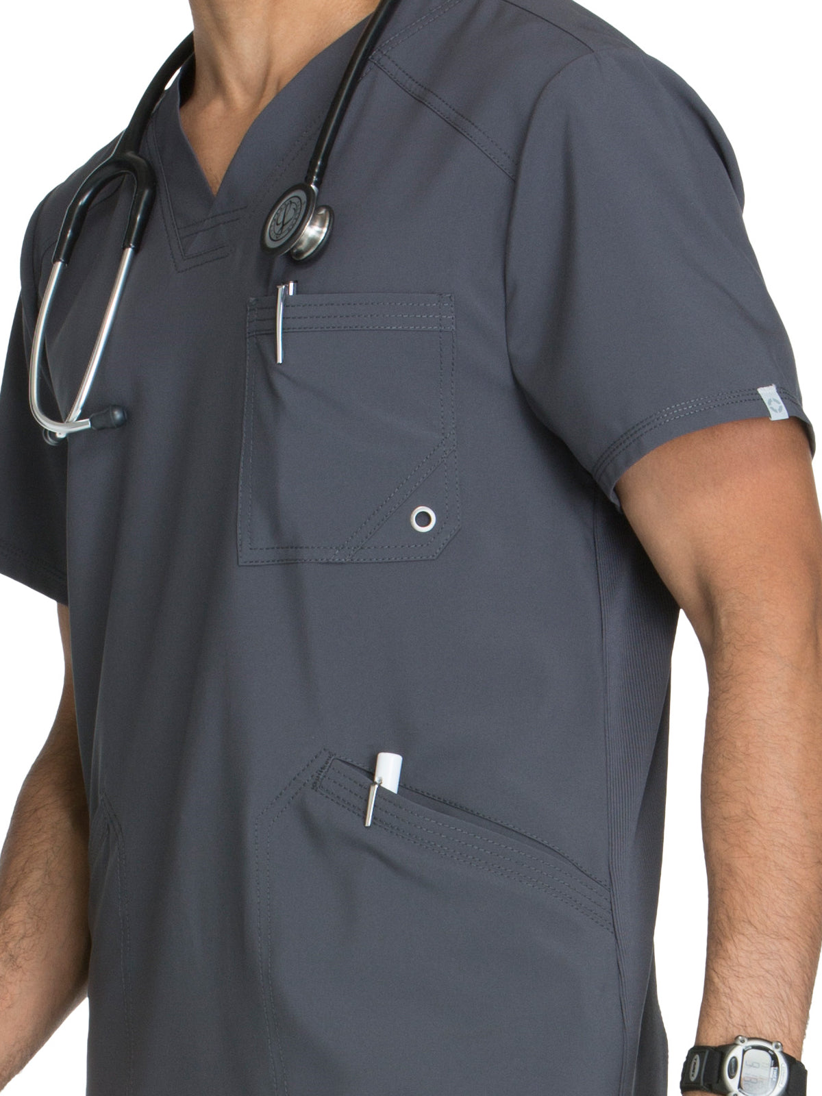 Men's Three-Pocket V-Neck Scrub Top