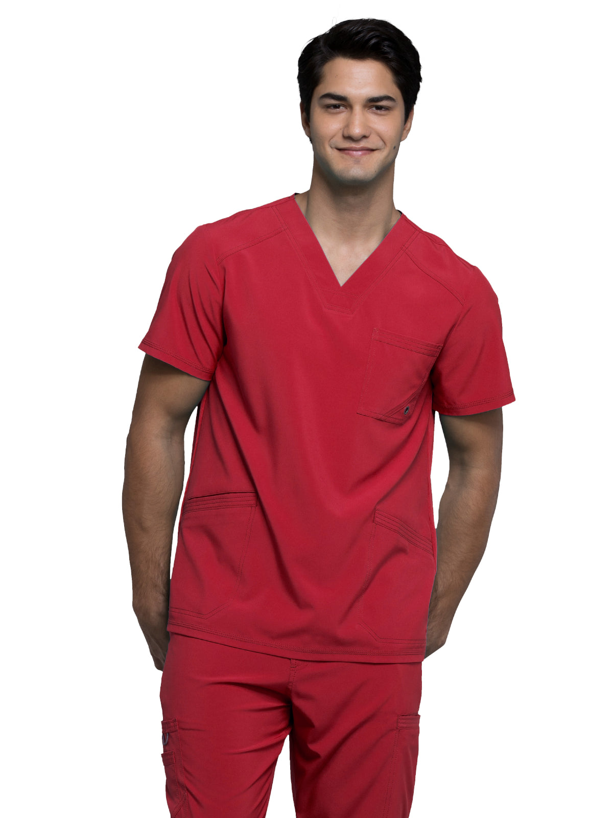 Men's 3-Pocket V-Neck Top - CK900A - Red