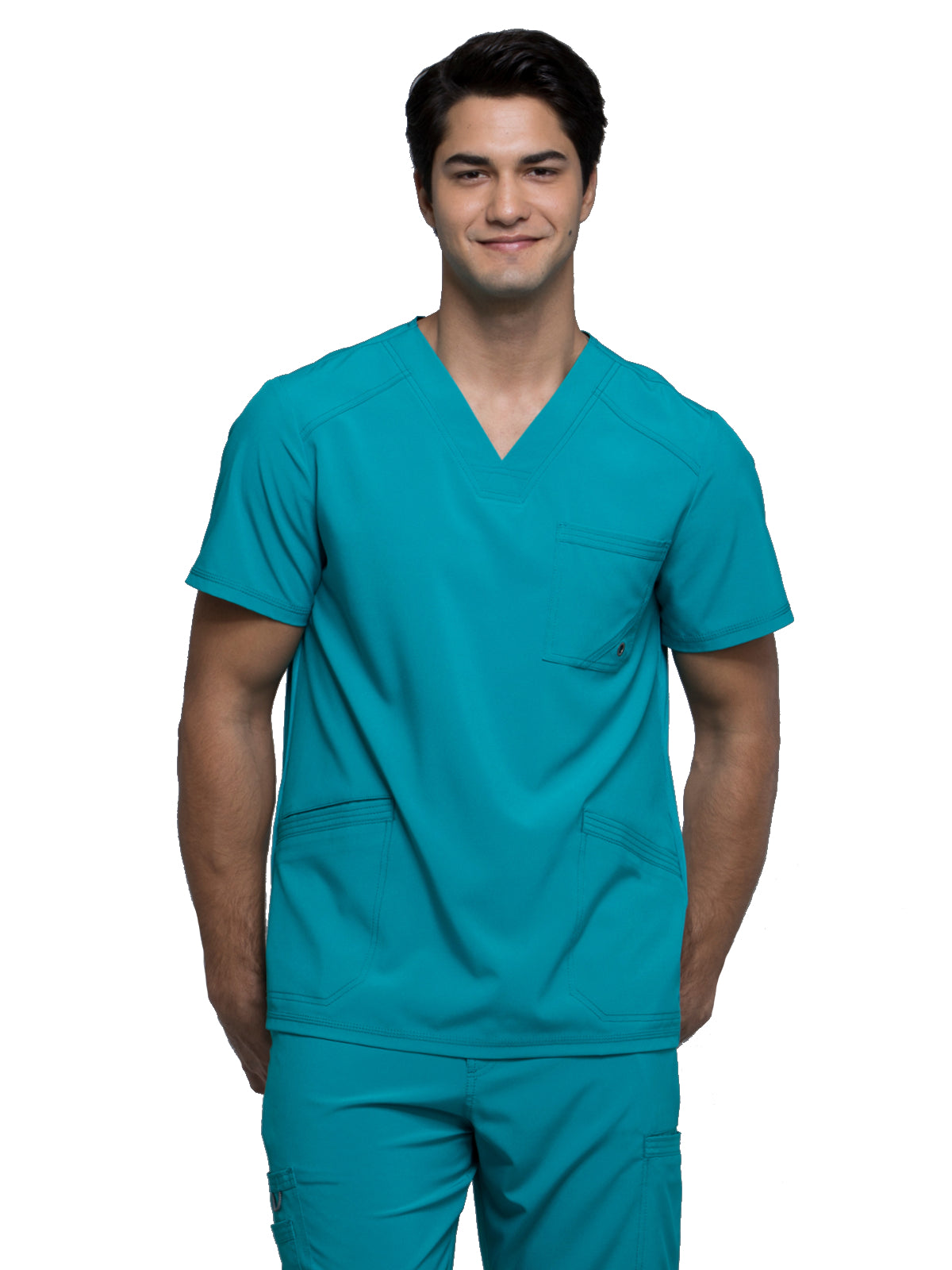 Men's 3-Pocket V-Neck Top - CK900A - Teal Blue