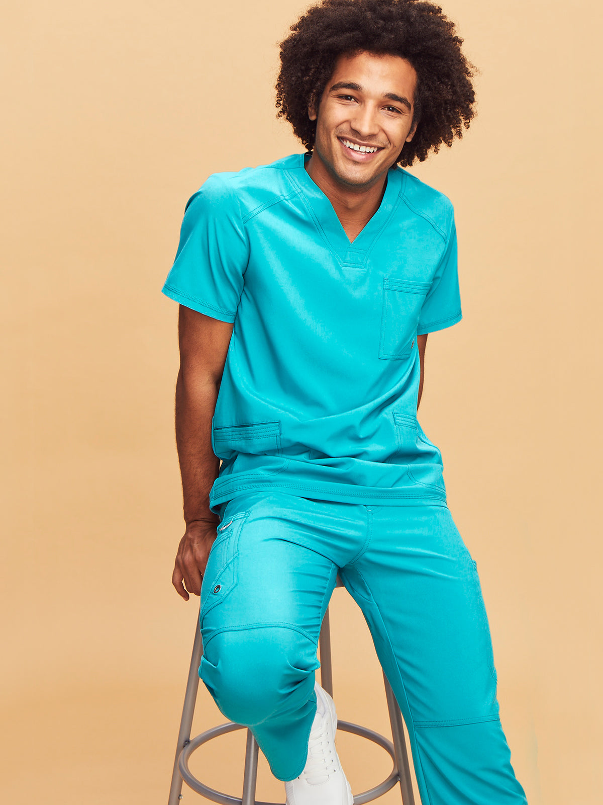 Men's Three-Pocket V-Neck Scrub Top