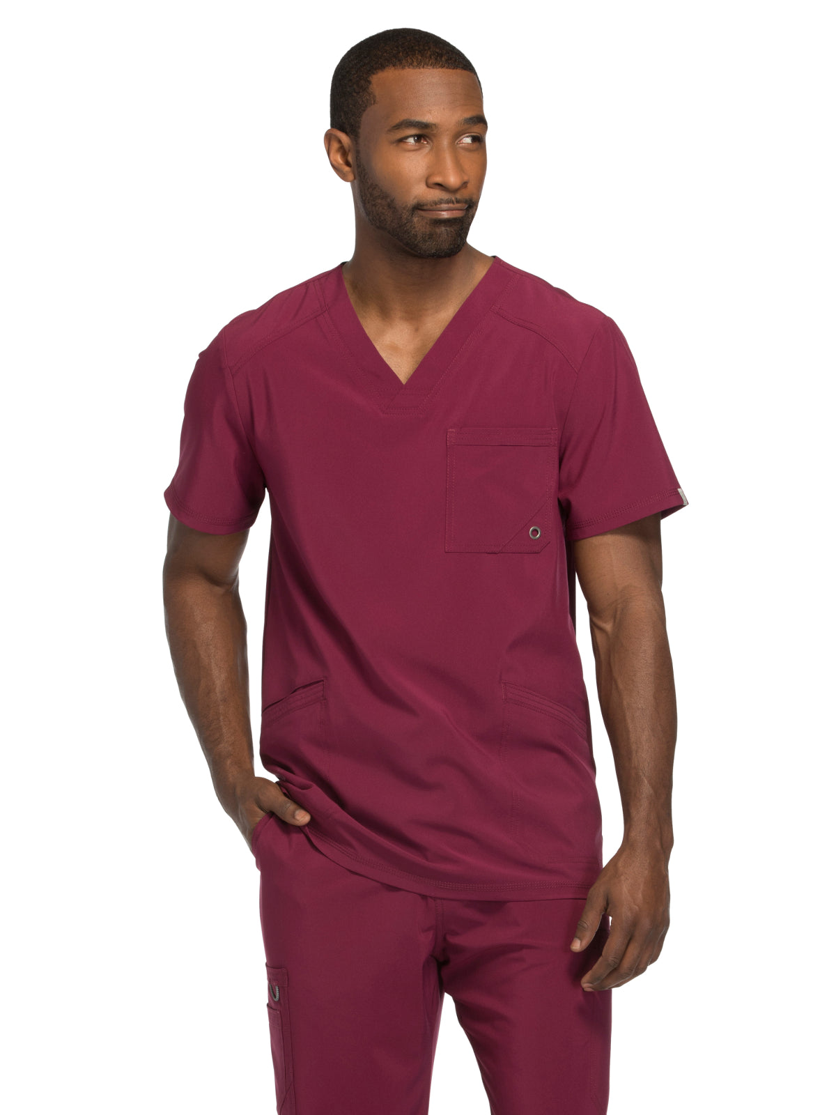 Men's 3-Pocket V-Neck Top - CK900A - Wine