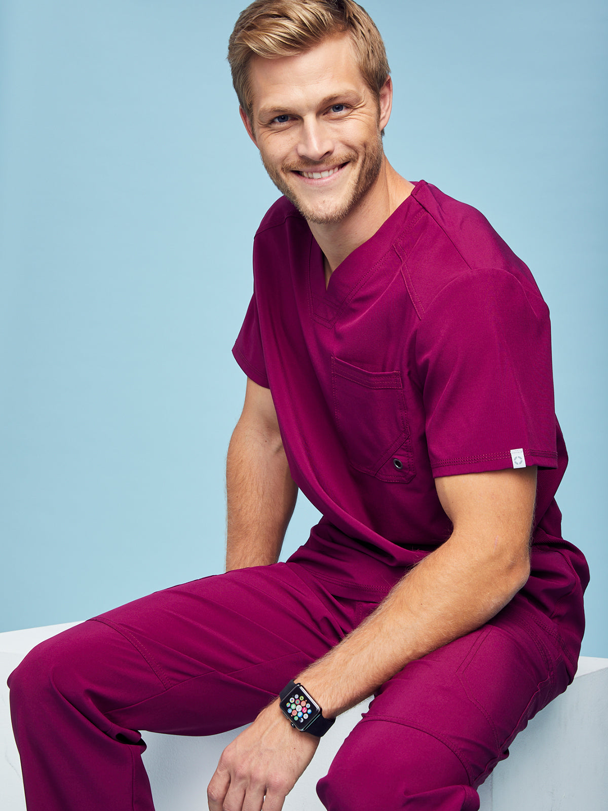 Men's Three-Pocket V-Neck Scrub Top