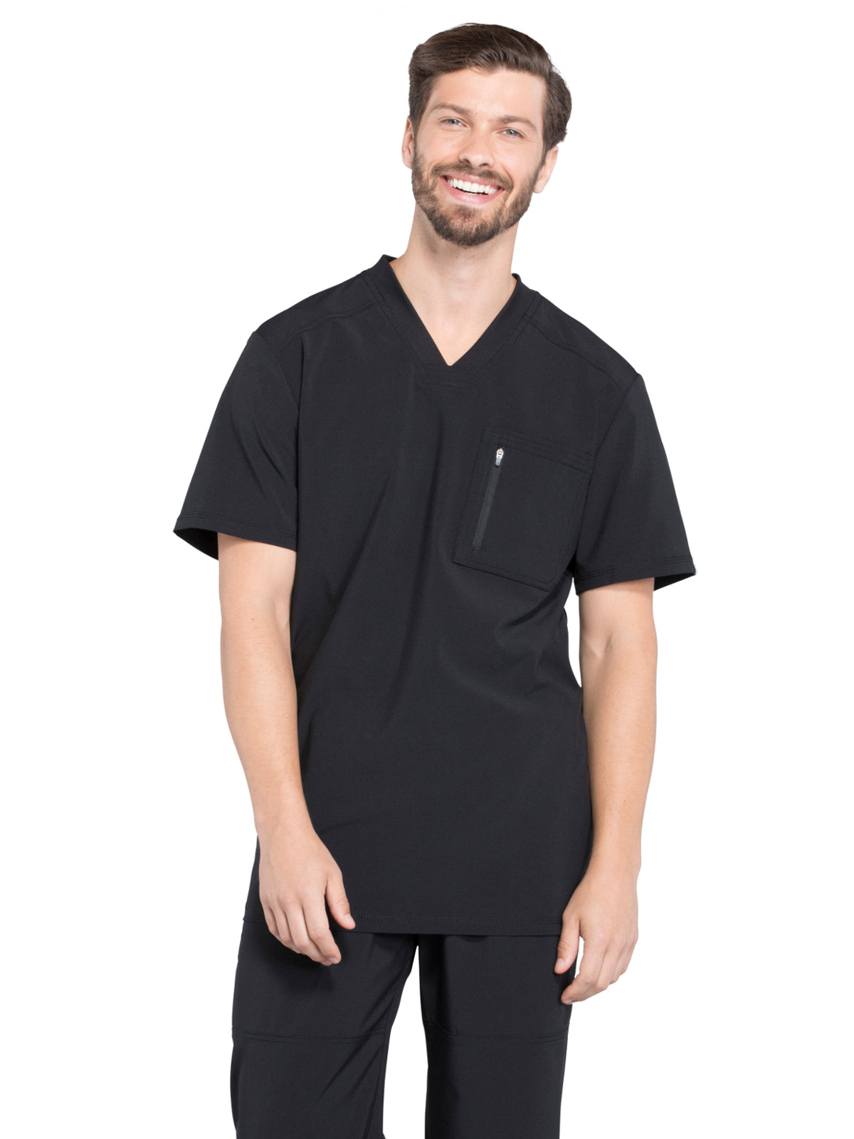 Men's 2-Pocket Tuckable V-Neck Top - CK910A - Black