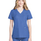 Women's 2-Pocket V-Neck Top - CK953A - Ciel Blue