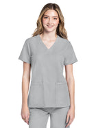 Women's 2-Pocket V-Neck Top - CK953A - Grey