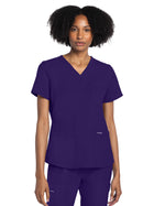 Women's 3-Pocket V-Neck Top - CK961A - Grape
