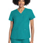 Women's 3-Pocket V-Neck Top - CK961A - Teal Blue