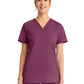 Women's 1-Pocket V-Neck Top - CK963 - Wine