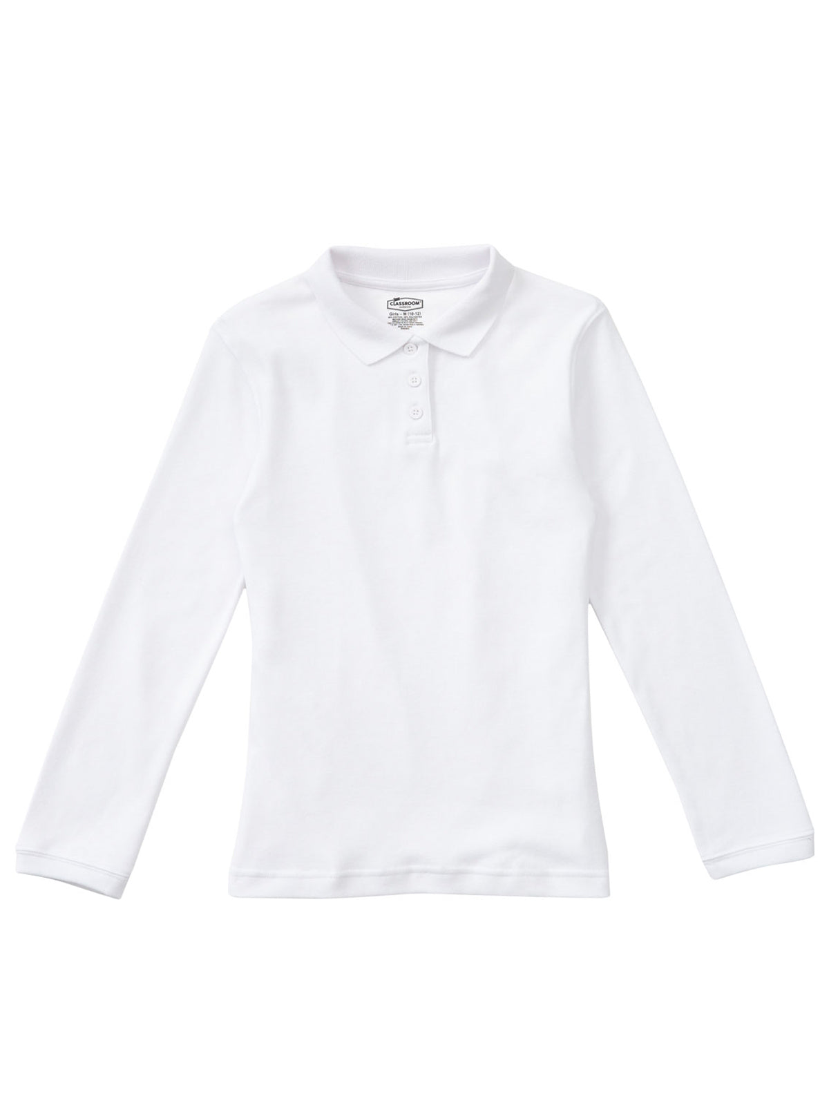 Girls' Long Sleeve Fitted Interlock Polo