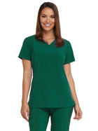Women's 2-Pocket Contemporary V-Neck Top - DK615 - Hunter Green