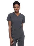 Women's 2-Pocket Contemporary V-Neck Top - DK615 - Pewter