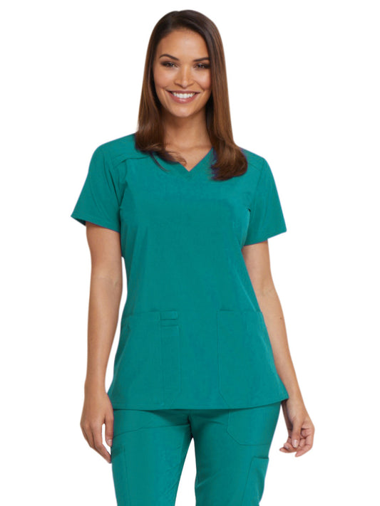 Women's 2-Pocket Contemporary V-Neck Scrub Top