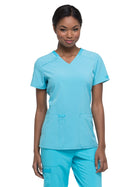 Women's 2-Pocket Contemporary V-Neck Top - DK615 - Turquoise