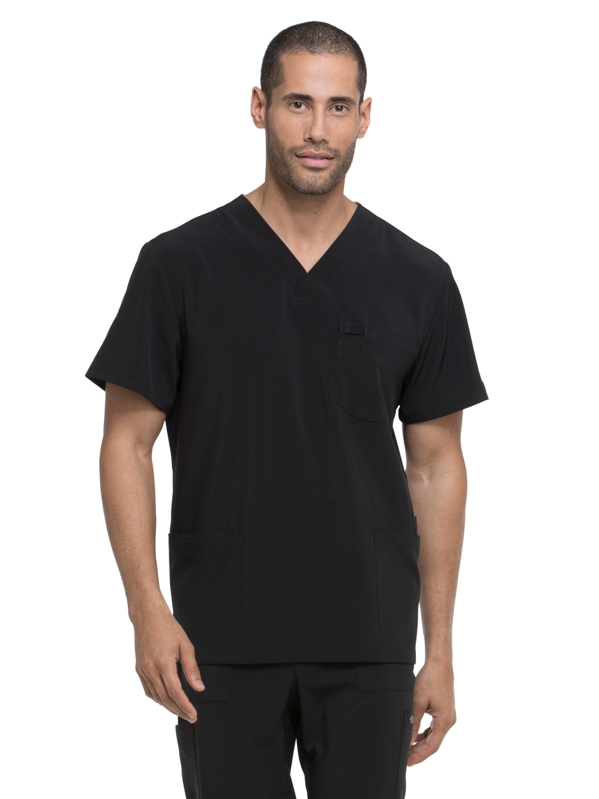 Men's 4-Pocket V-Neck Top - DK645 - Black