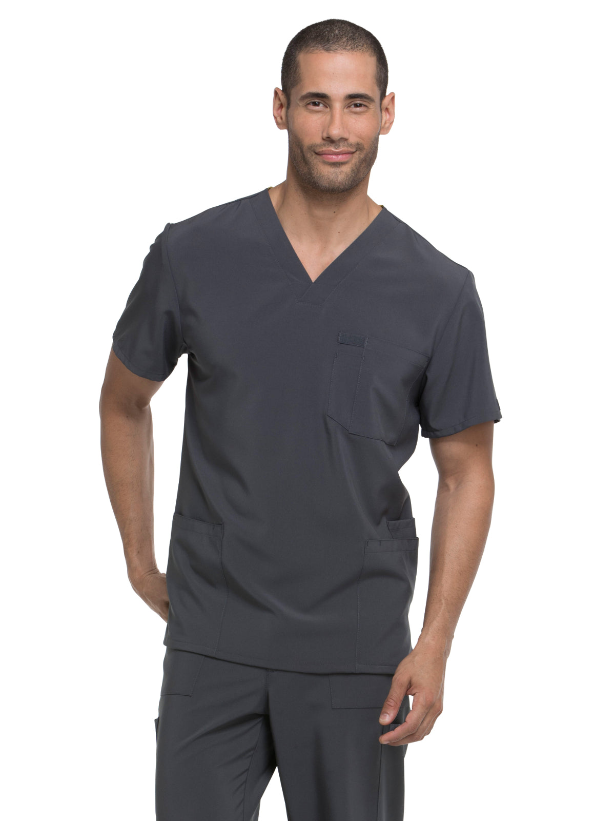 Men's 4-Pocket V-Neck Top - DK645 - Pewter