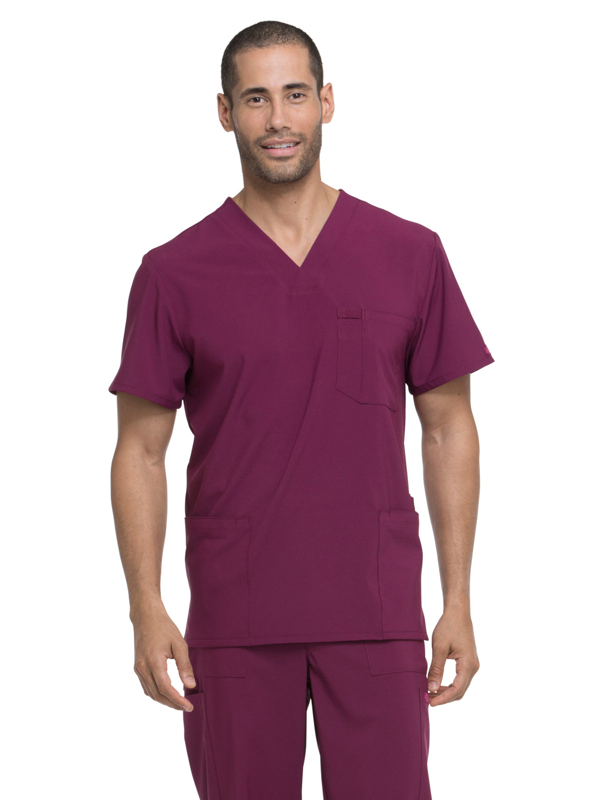 Men's 4-Pocket V-Neck Top - DK645 - Wine