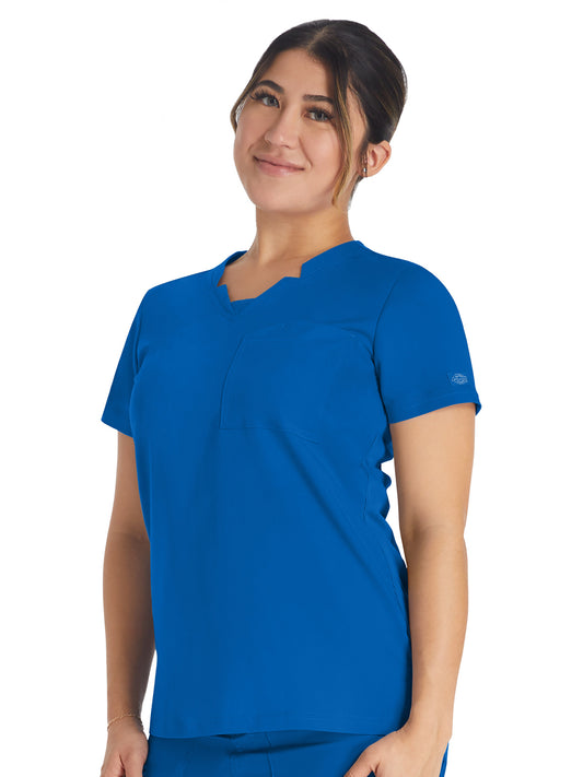 Women's 2-Pocket Notched V-Neck Top - DK671 - Royal