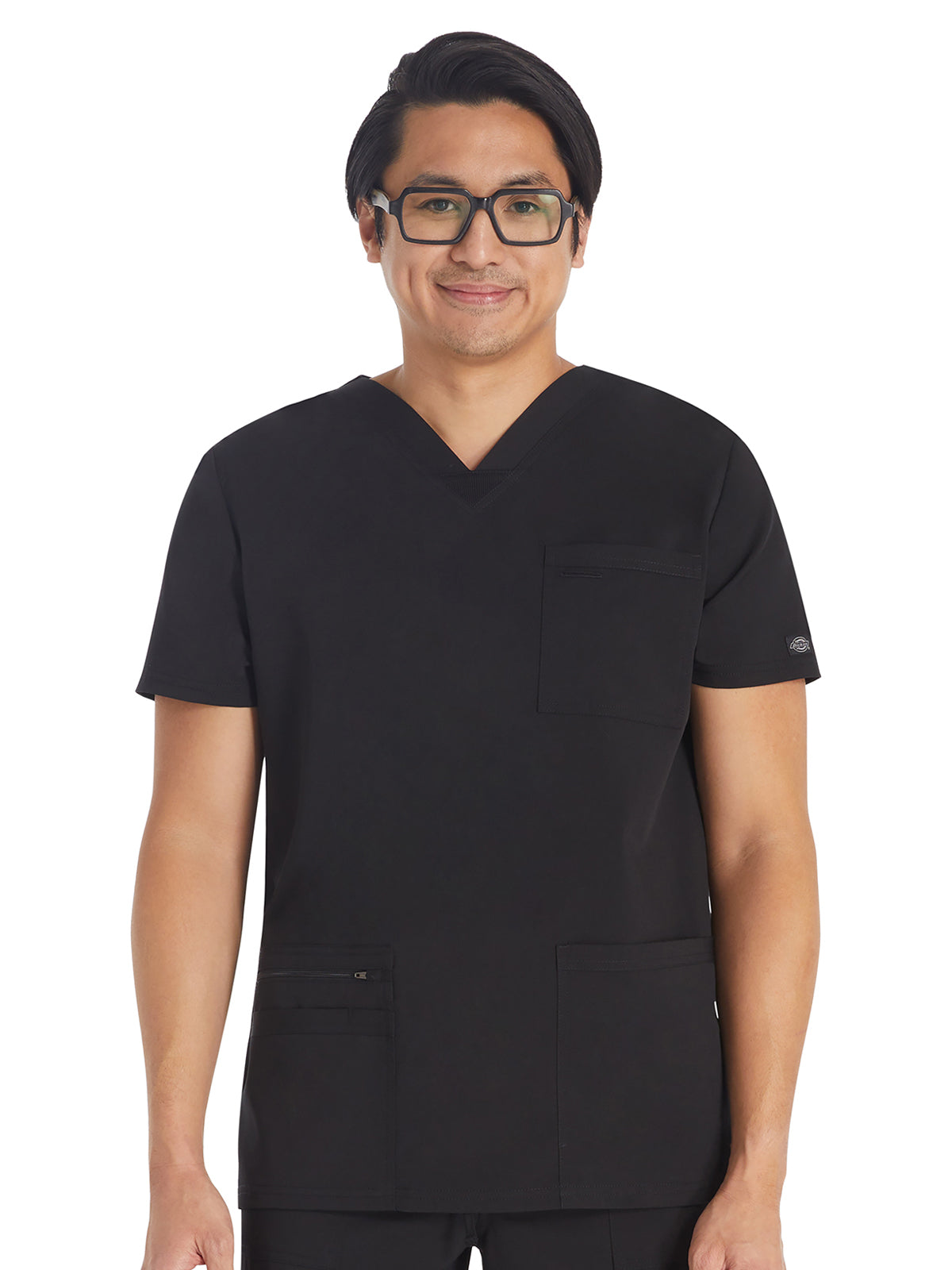 Men's 4-Pocket V-Neck Top - DK672 - Black