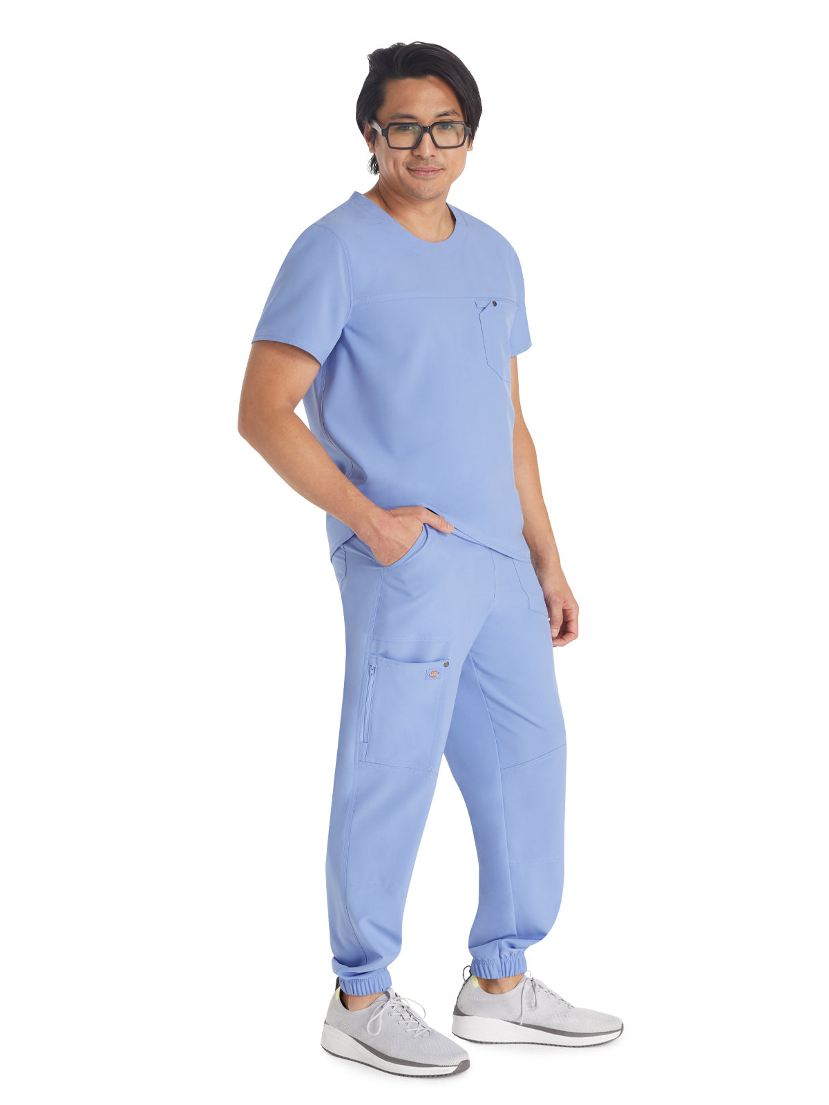 Men's 1-Pocket Round Neck Scrub Top