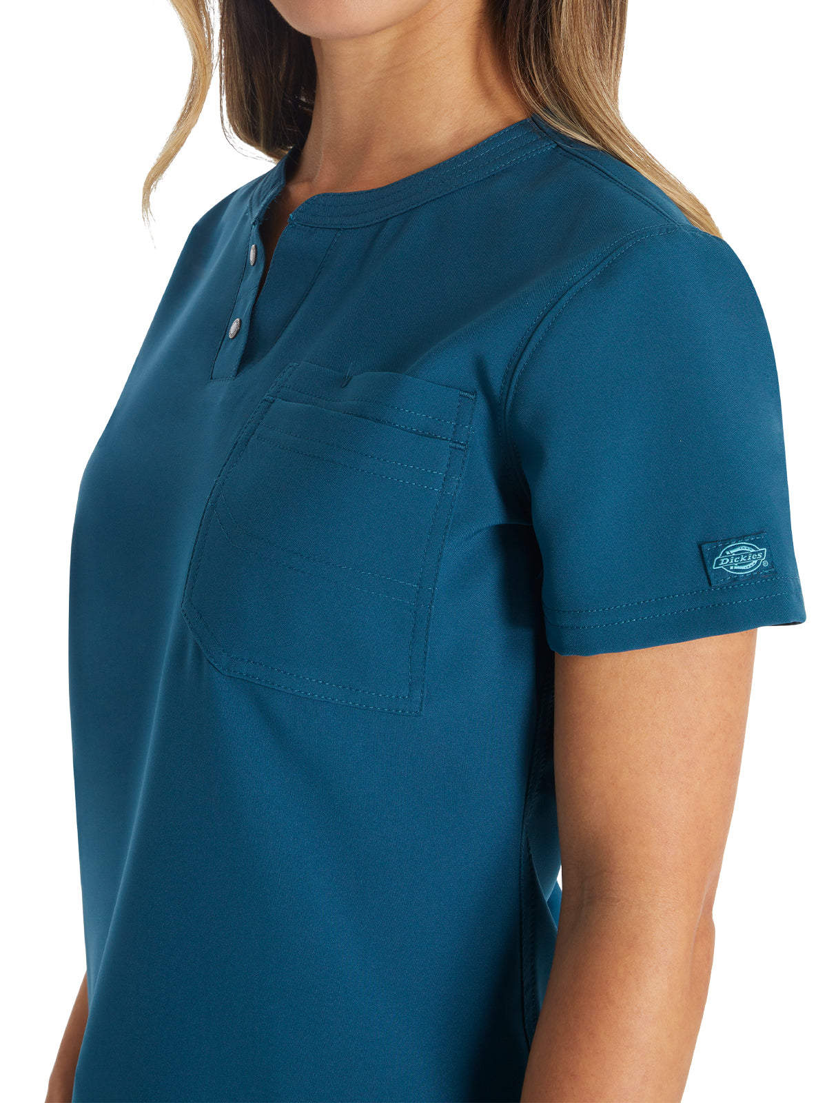 Women's 1-Pocket Henley Scrub Top