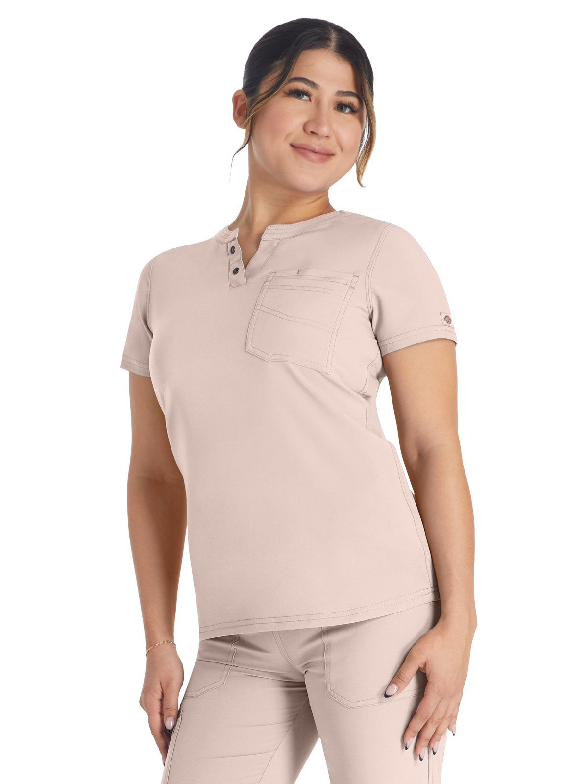 Women's 1-Pocket Henley Scrub Top