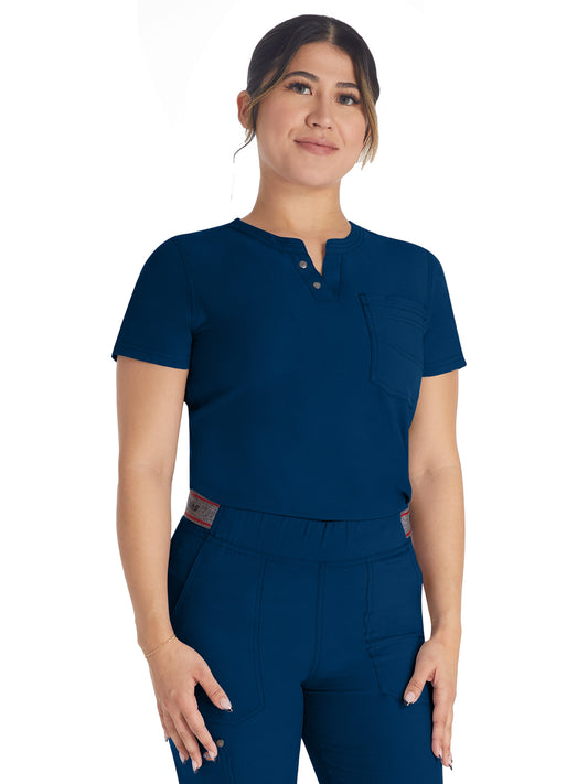 Women's 1-Pocket Henley Scrub Top