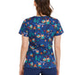 Women's 4-Pocket V-Neck Print Top