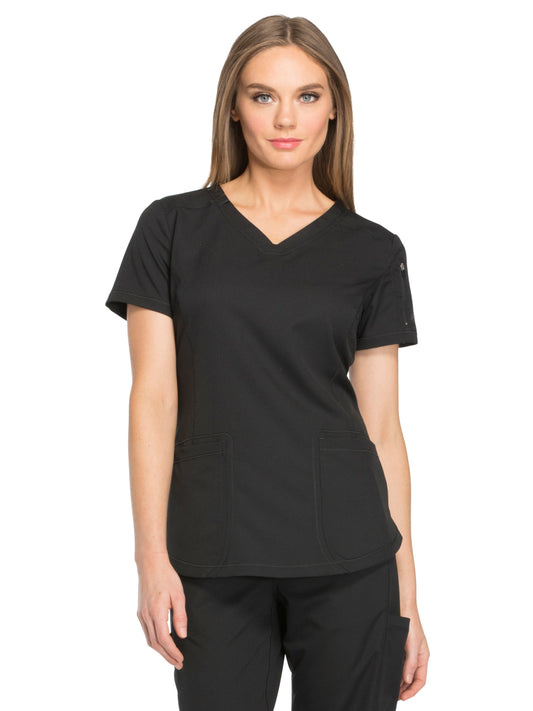 Women's 3-Pocket V-Neck Top - DK730 - Black