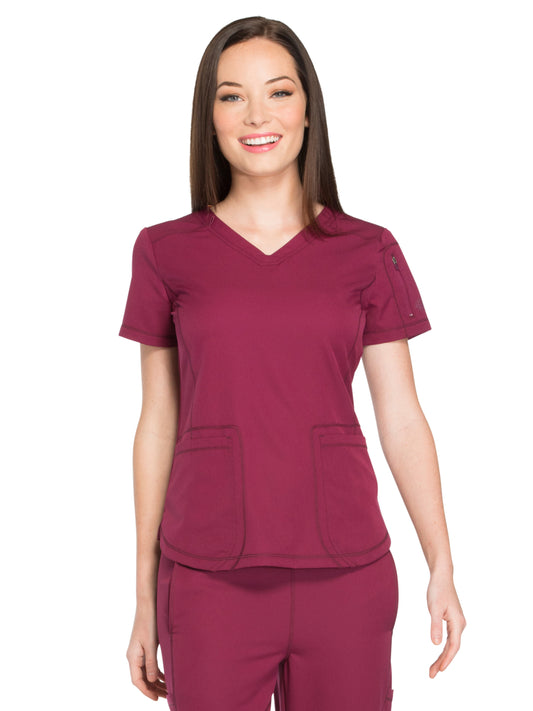 Women's 3-Pocket V-Neck Top - DK730 - Wine